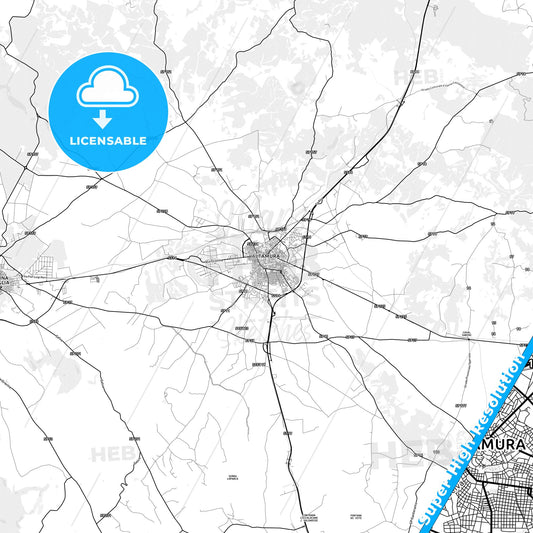 Altamura, Italy light map with streetnames, citynames and districts