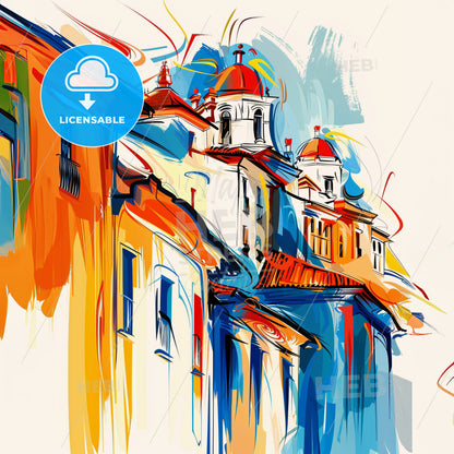 Vibrant Alto Barinas, Venezuela - A Colorful Painting Of Buildings