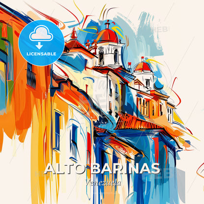 Vibrant Alto Barinas, Venezuela - A Colorful Painting Of Buildings - Square format print template