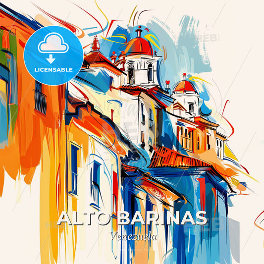 Vibrant Alto Barinas, Venezuela - A Colorful Painting Of Buildings - Square format print template
