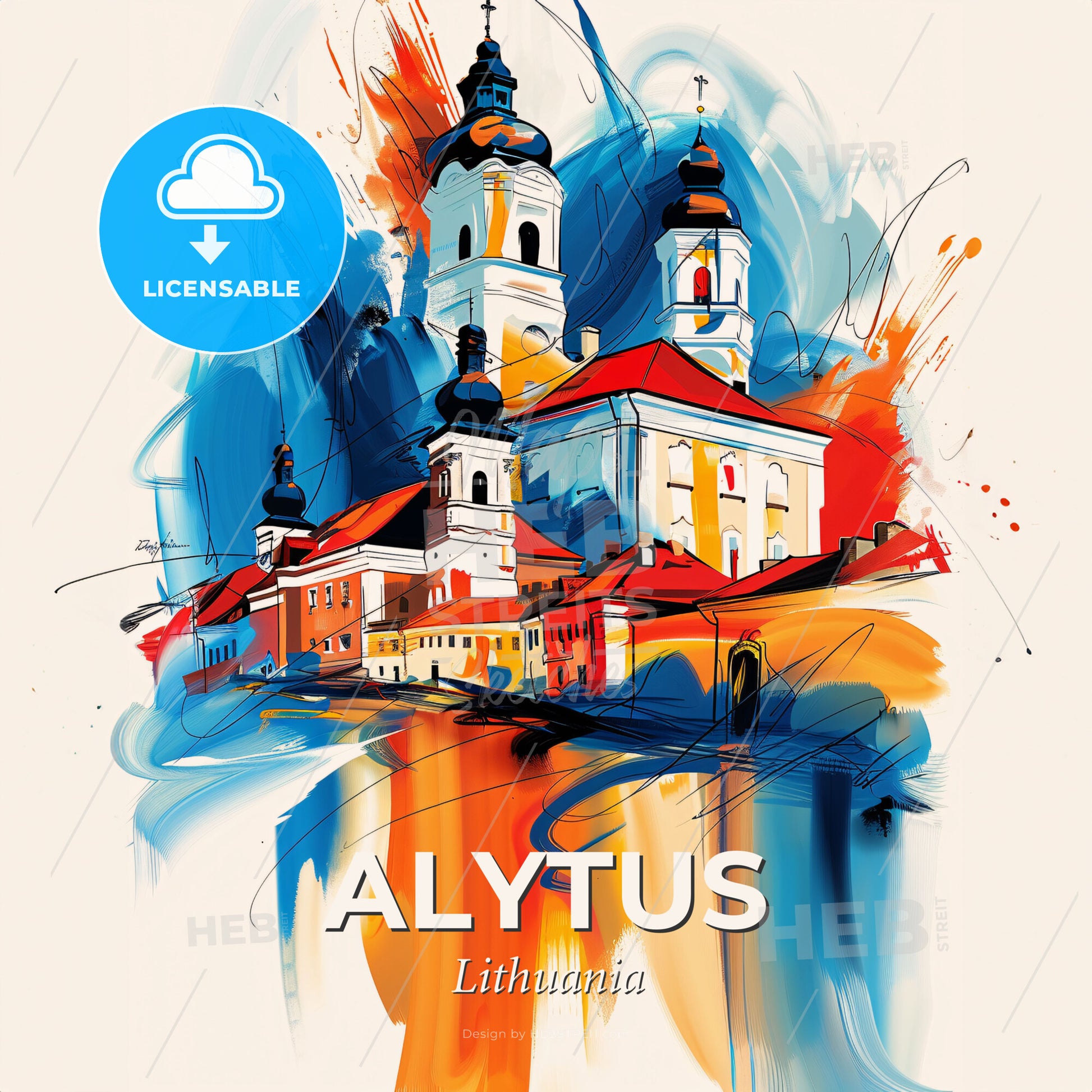 Vibrant Alytus, Lithuania - A Painting Of A Building - Square format print template