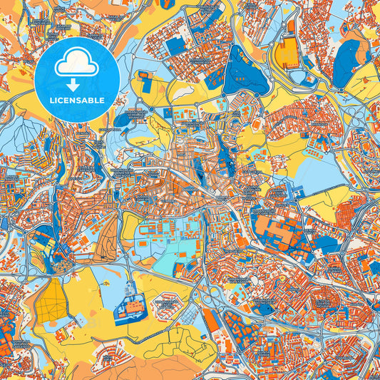 Colorful Amadora Street Map with Labels and Buildings