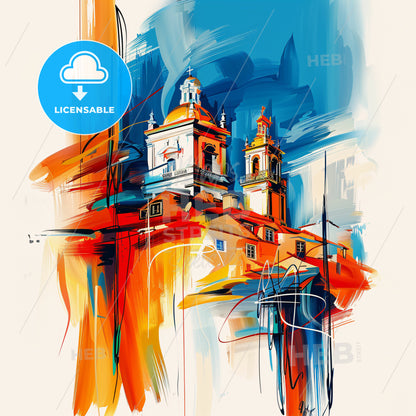 Vibrant Amadora, Portugal - A Painting Of A Building