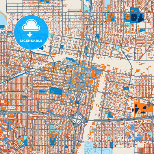 Colorful Amarillo Street Map with Labels and Buildings
