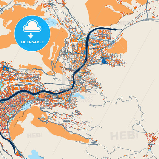 Colorful Amasya Street Map with Labels and Buildings