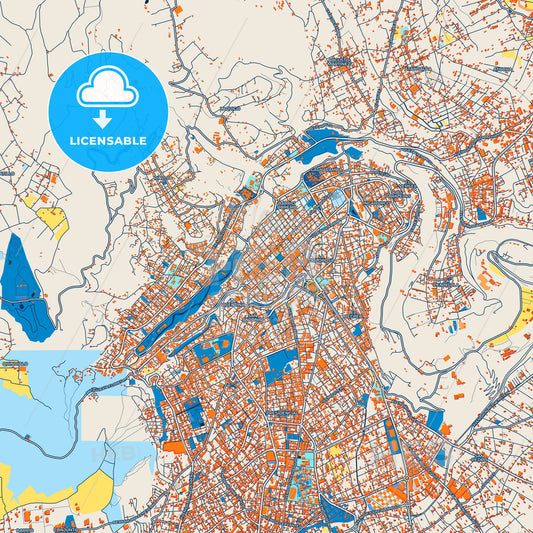 Colorful Ambato Street Map with Labels and Buildings