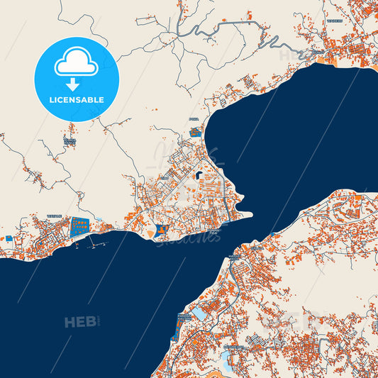 Colorful Ambon Street Map with Labels and Buildings