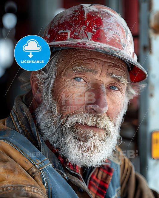 Artful Oil Painting: Rugged American Man in Hard Hat with Depth of Field