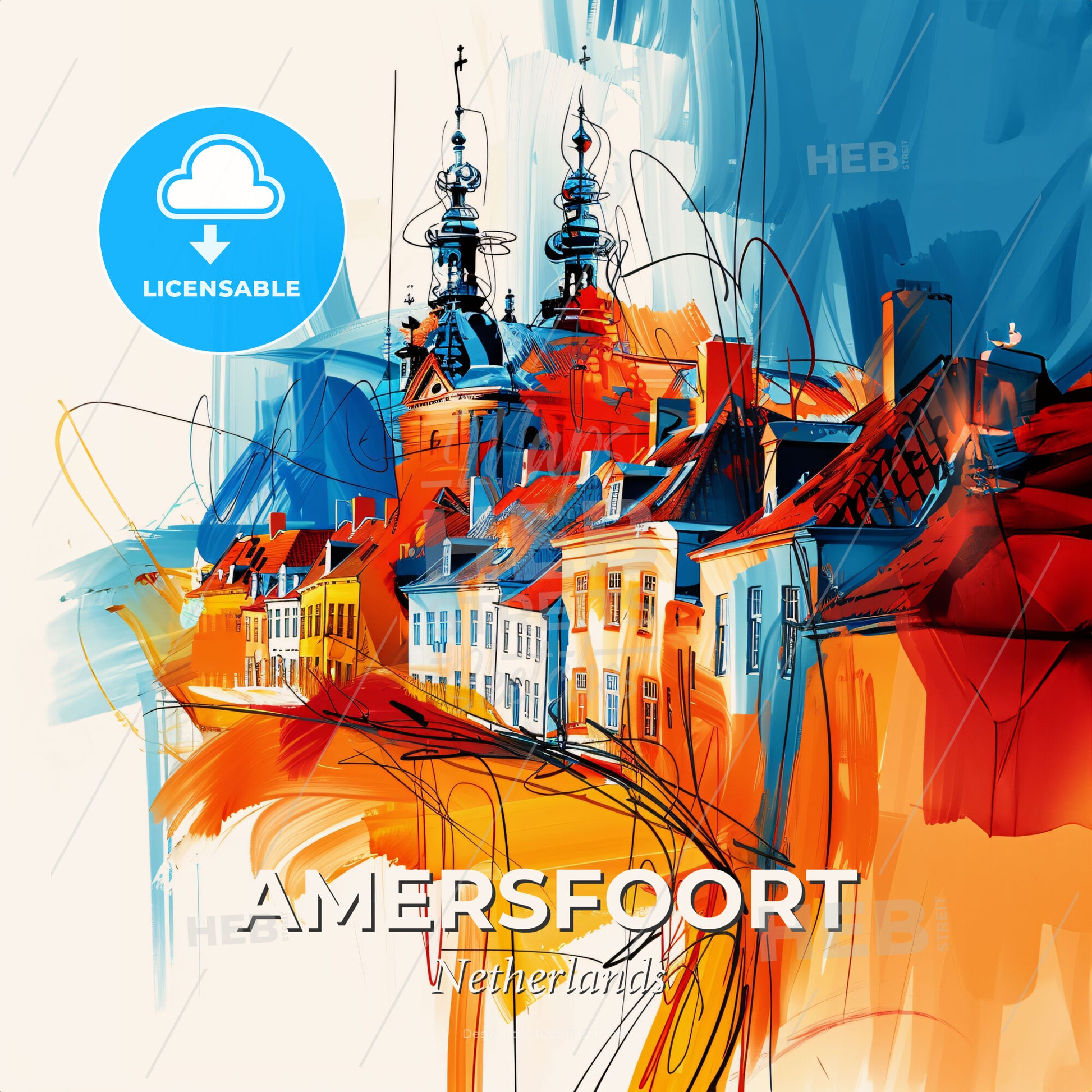 Vibrant Amersfoort, Netherlands - A Painting Of A City - Square format print template