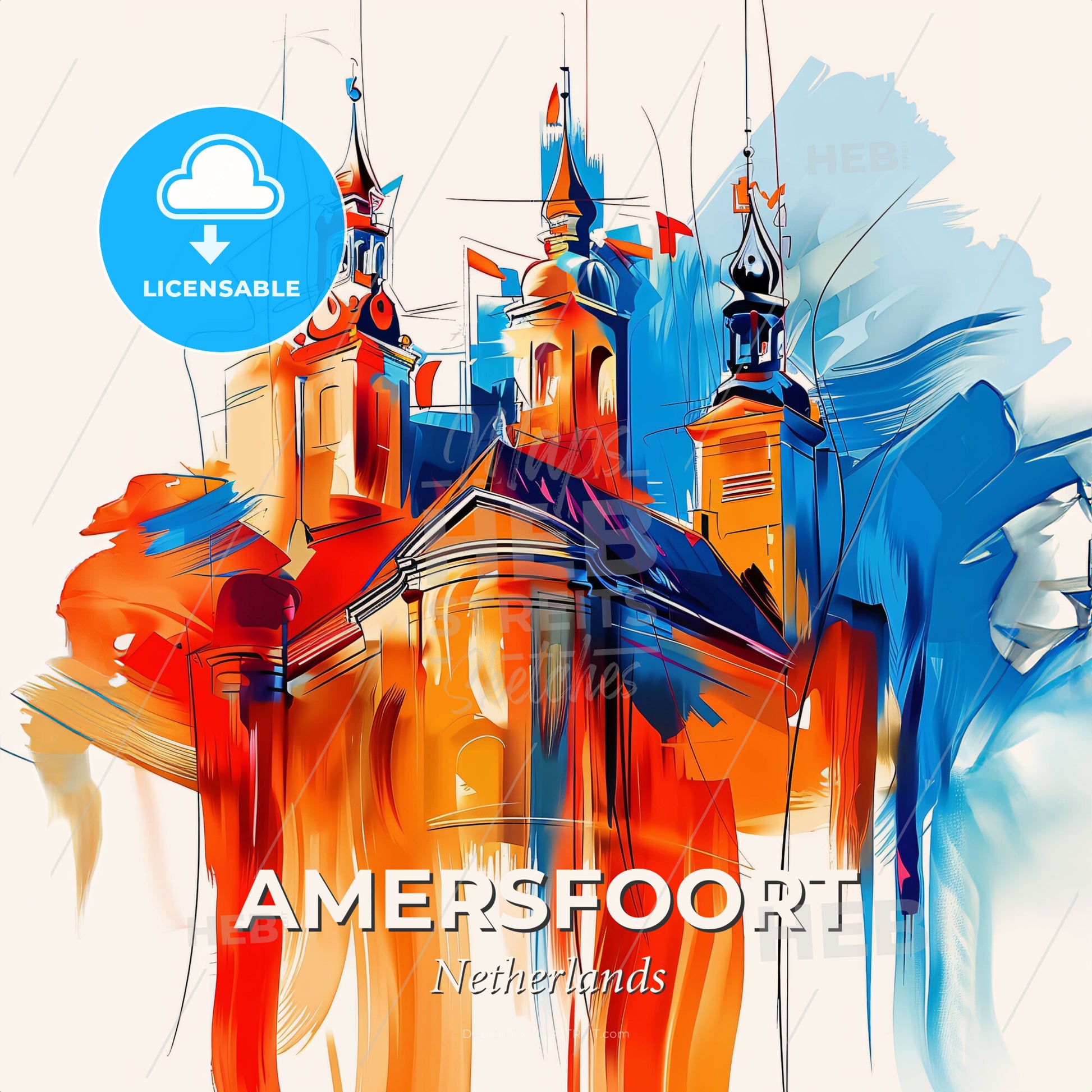 Vibrant Amersfoort, Netherlands - A Painting Of A Building - Square format print template