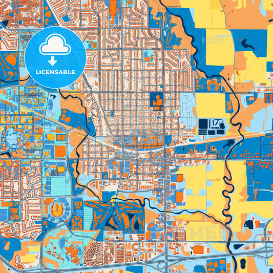 Colorful Ames Street Map with Labels and Buildings