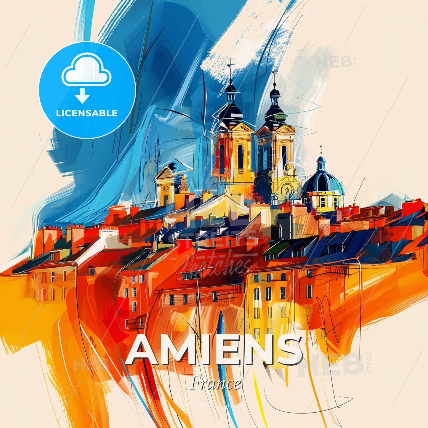 Vibrant Amiens, France - A Painting Of A City - Square format print template