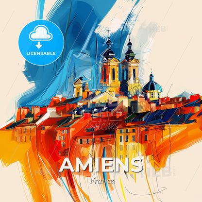 Vibrant Amiens, France - A Painting Of A City - Square format print template
