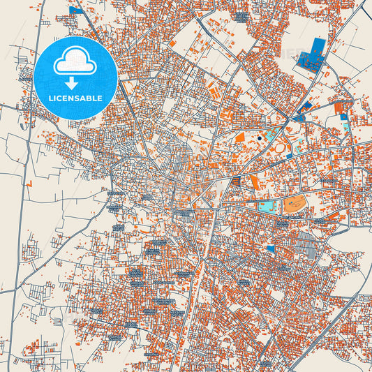 Colorful Amravati Street Map with Labels and Buildings