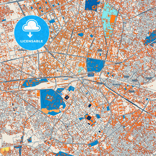 Colorful Amritsar Street Map with Labels and Buildings