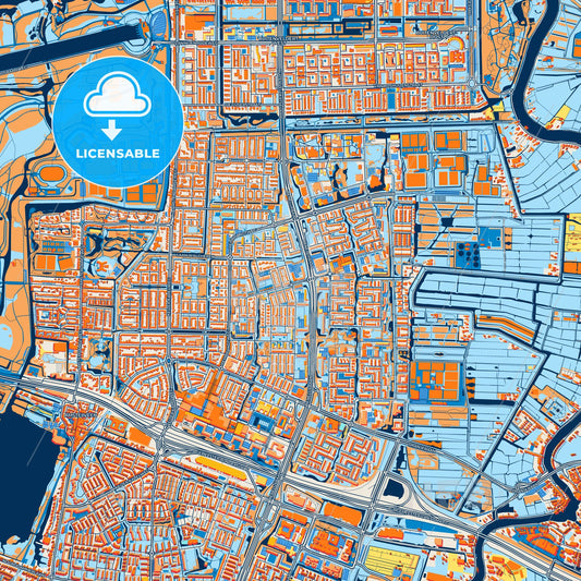 Colorful Amstelveen Street Map with Labels and Buildings