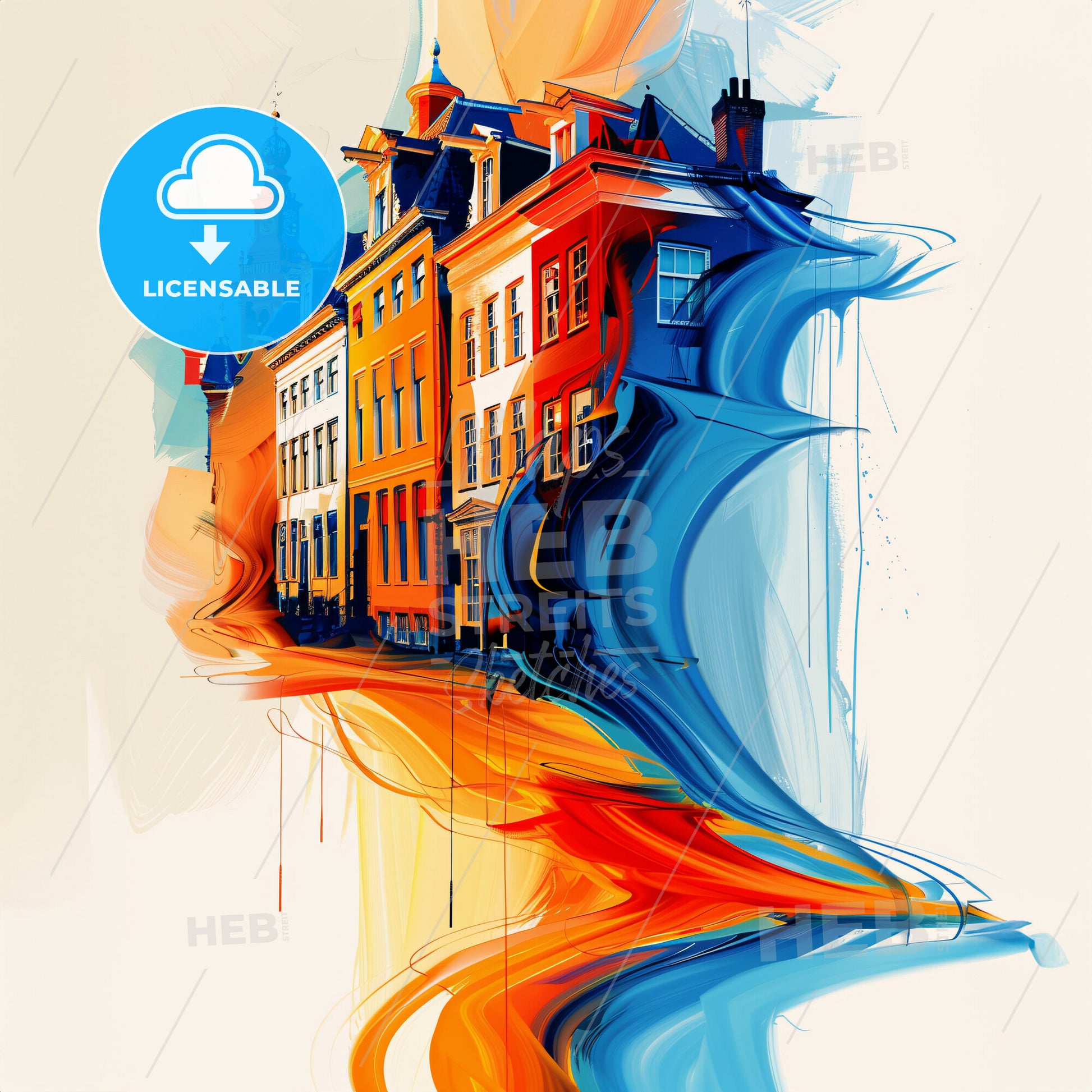 Vibrant Amsterdam, Netherlands - A Colorful Painting Of Buildings