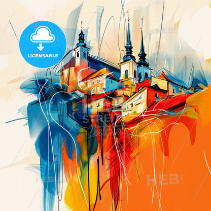 Vibrant Amstetten, Austria - A Painting Of A Building