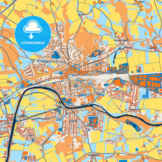 Colorful Amstetten Street Map with Labels and Buildings