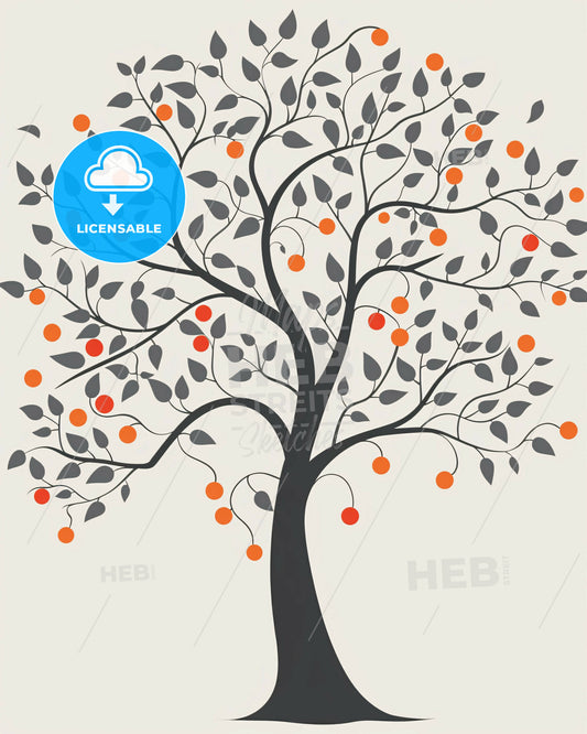 Serene Apple Tree Minimalist Art Print - A tree with oranges on it