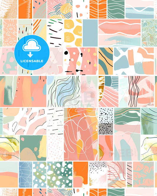 Vibrant Pastel Collage: Abstract Squares for Design Agency Website
