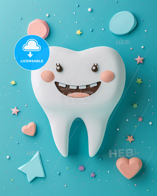 World Health Day Dental Tourism Social Media Campaign Poster with Cartoon Tooth Graphic for Health, Trust, and Beauty