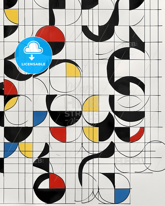 Colorful Quarter Circle Grid Painting: Vibrant Abstract Art with 90-Degree Rotations