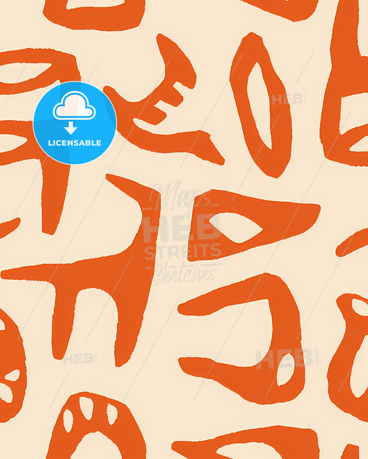 Vibrant Textured Mesoamerican-Inspired Pattern with Minimalist Dog Figures for Artwork