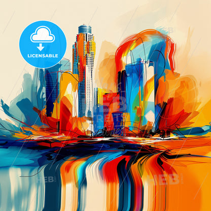 Vibrant Anaheim, California - A Painting Of A City