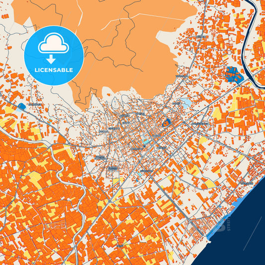 Colorful Anamur Street Map with Labels and Buildings