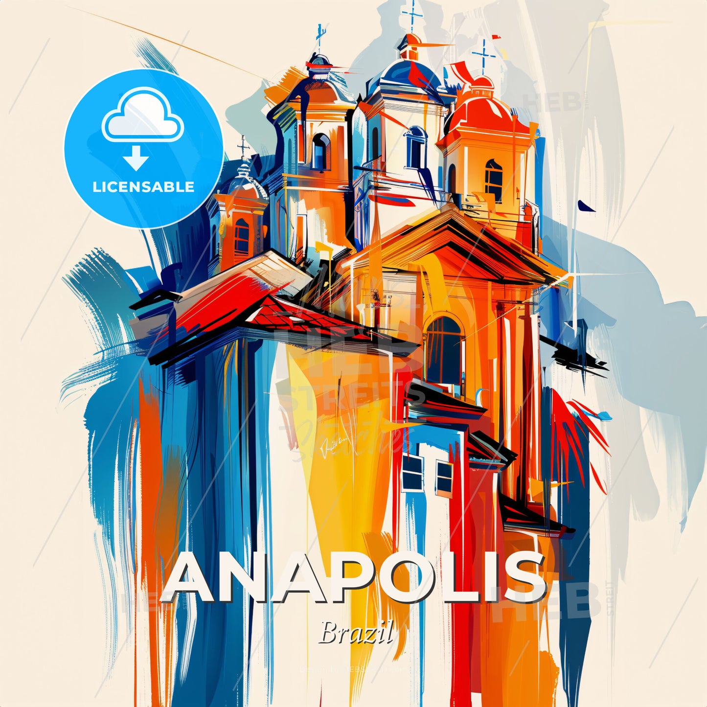 Vibrant Anapolis, Brazil - A Painting Of A Building - Square format print template