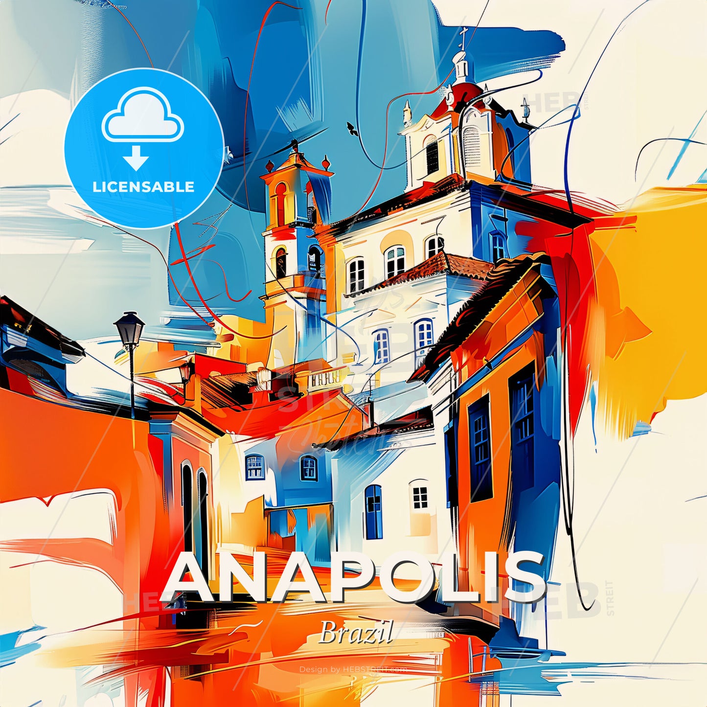 Vibrant Anapolis, Brazil - A Painting Of A Building - Square format print template