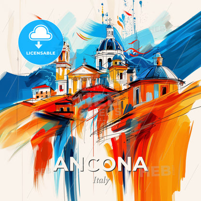Vibrant Ancona, Italy - A Painting Of A Building - Square format print template