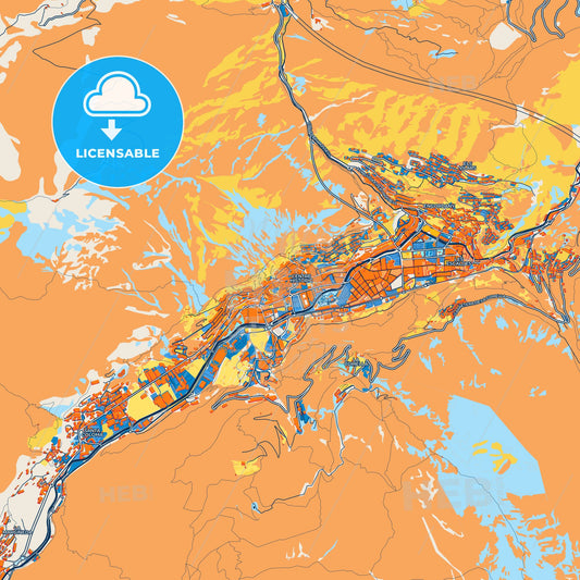 Colorful Andorra la Vella Street Map with Labels and Buildings