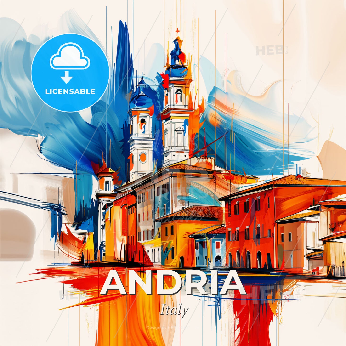 Vibrant Andria, Italy - A Painting Of A Building - Square format print template