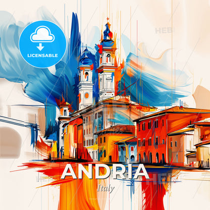 Vibrant Andria, Italy - A Painting Of A Building - Square format print template