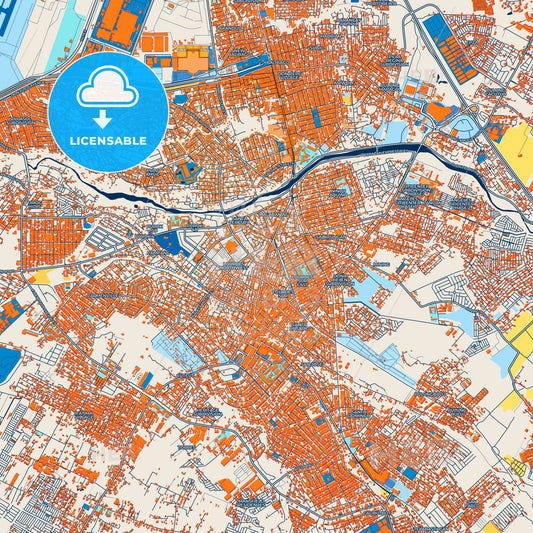 Colorful Angeles Street Map with Labels and Buildings
