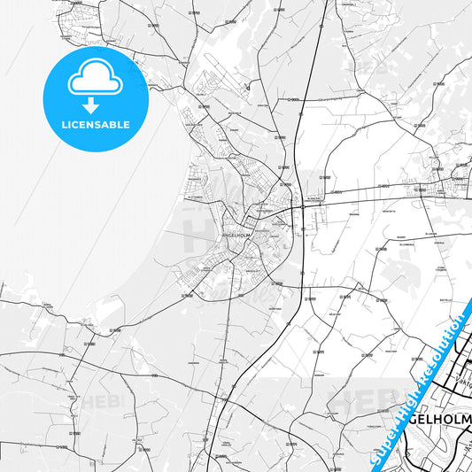 Ängelholm, Sweden light map with streetnames, citynames and districts