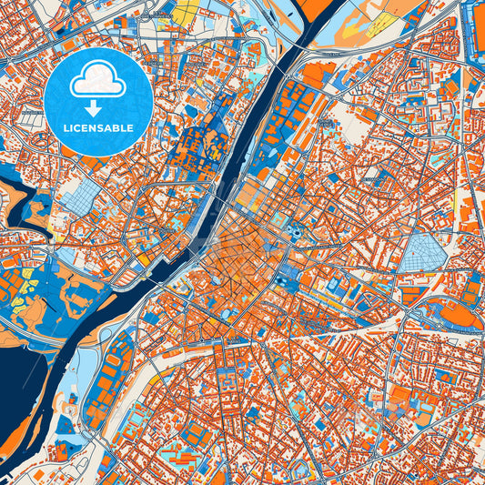 Colorful Angers Street Map with Labels and Buildings