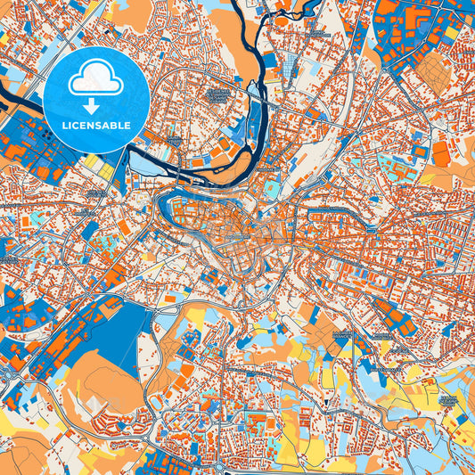 Colorful Angoulême Street Map with Labels and Buildings