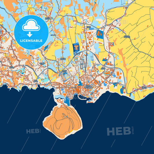 Colorful Angra do Heroísmo Street Map with Labels and Buildings