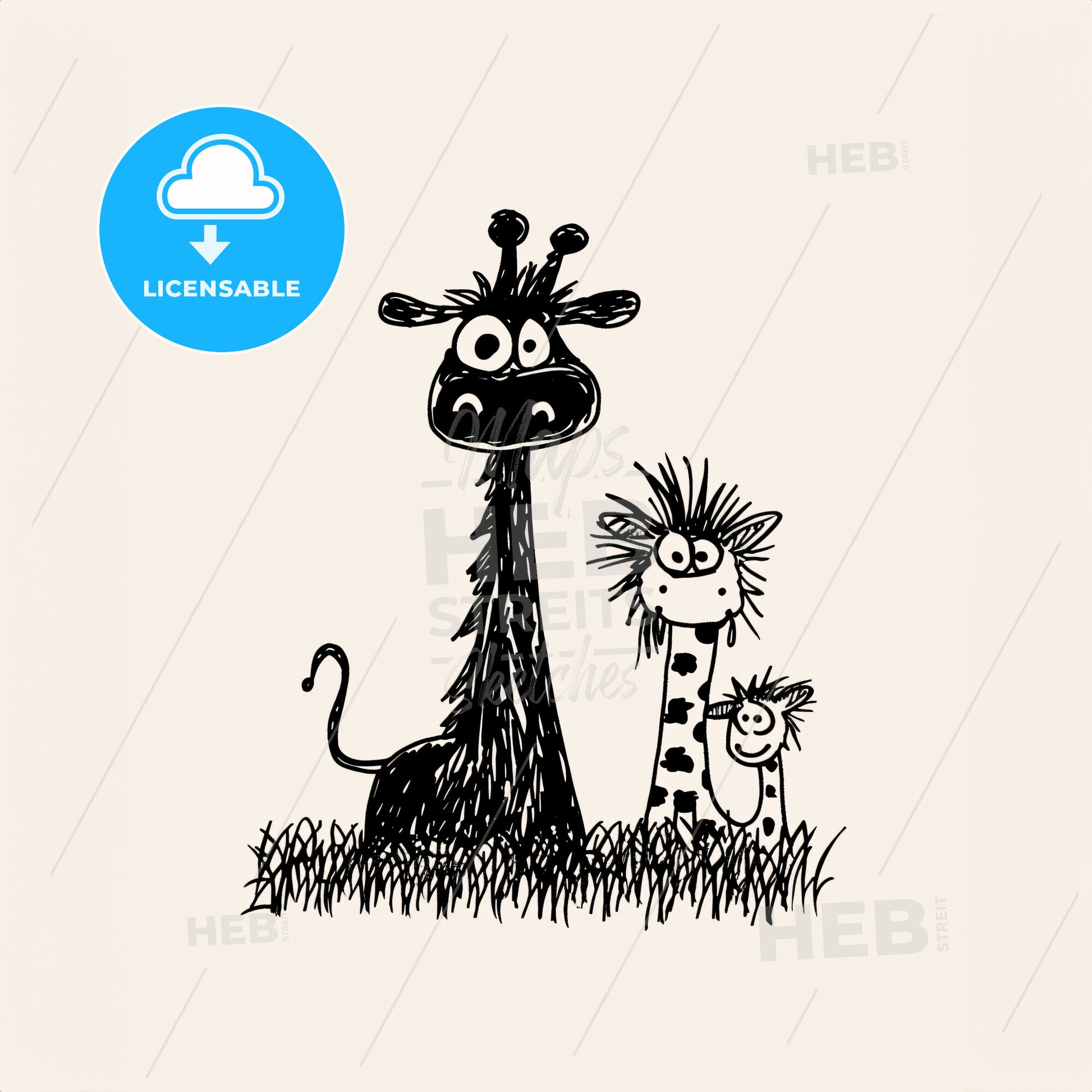 Animals Scene - A Giraffe And Giraffes In Grass