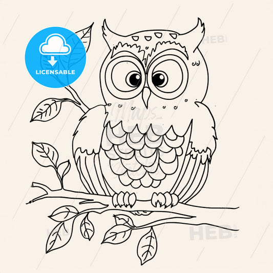 Animals Scene - A Drawing Of An Owl On A Branch