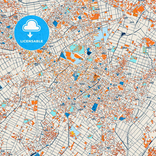 Colorful Anjō Street Map with Labels and Buildings