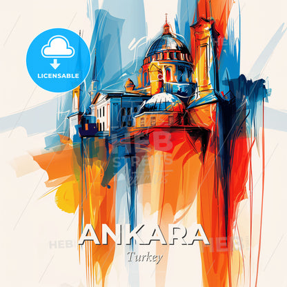 Vibrant Ankara, Turkey - A Painting Of A Building - Square format print template