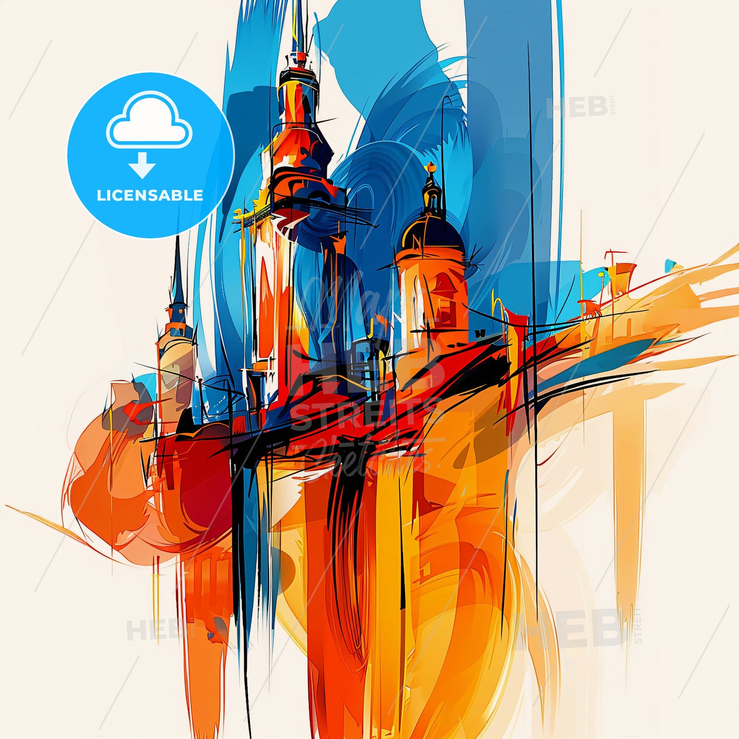 Vibrant Ann Arbor, Michigan - A Colorful Painting Of A Castle