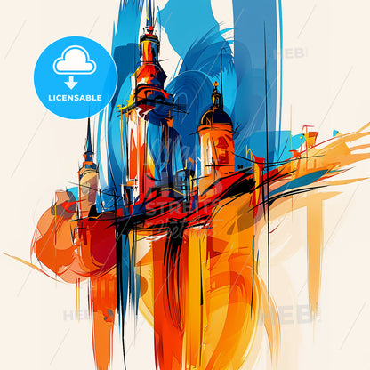 Vibrant Ann Arbor, Michigan - A Colorful Painting Of A Castle