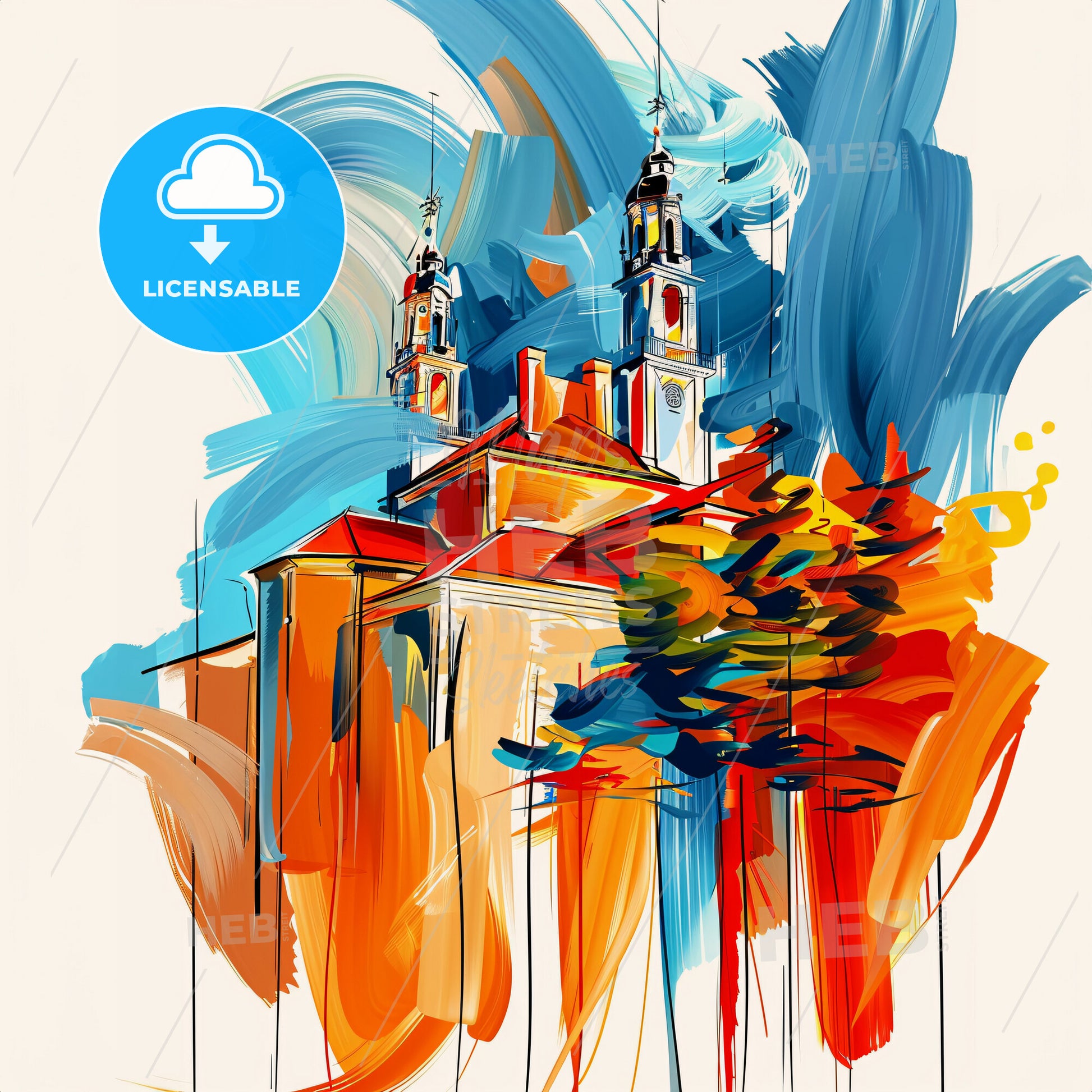 Vibrant Ann Arbor, Michigan - A Painting Of A Building With Colorful Brush Strokes