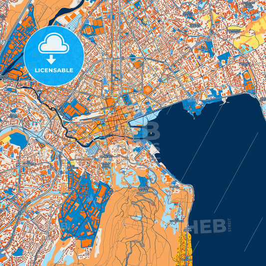 Colorful Annecy Street Map with Labels and Buildings