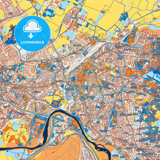 Colorful Annemasse Street Map with Labels and Buildings